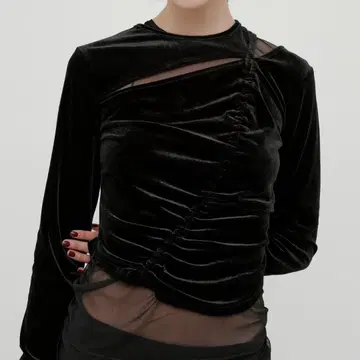 [새상품급] kiehtova 벨로아 슬릿 개더 상의