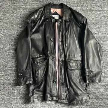 VARIO MAX 블랙 가죽 자켓 미들 기장 LL