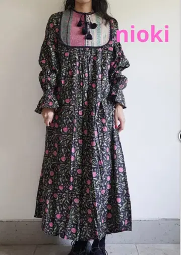 [ 미사용 새상품 ] nioki 니우키 칸타 퀼트 원피스 핑크 x 블랙