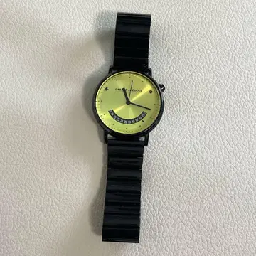 캐주얼 쿼츠 손목시계 블랙 x 노랑 남성용