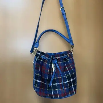 사만다 타바사 해리스 트위드 체크 무늬 버킷 숄더백