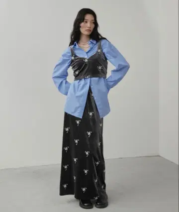 AUNT MARIE'S 플라워 자수 벨로아 셋업