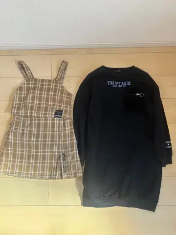 JENNI LOVE 체크 무늬 살로펫 & 맨투맨 원피스 세트