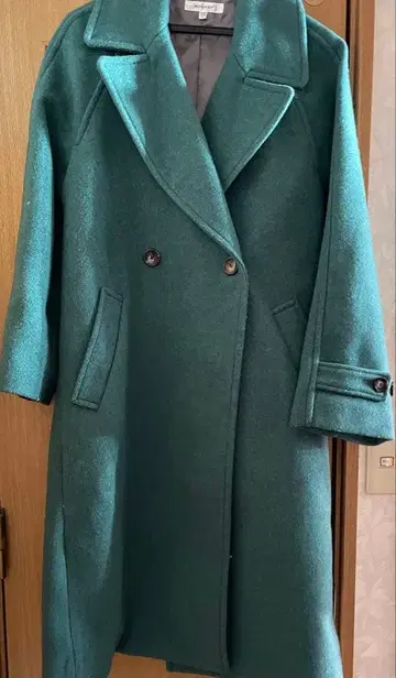 MOUSSY 그린 더블 브레스트 롱 코트