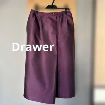Drawer 퍼플 타이트 스커트 허리 리본 포함