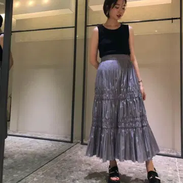 FRAY I.D 프레이 아이디 타프타 개더 스커트 롱 스커트