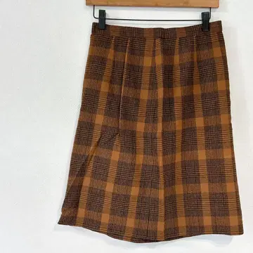 노브랜드 플리츠 스커트 브라운 계열 체크 무늬 올 패턴 사이드 지퍼
