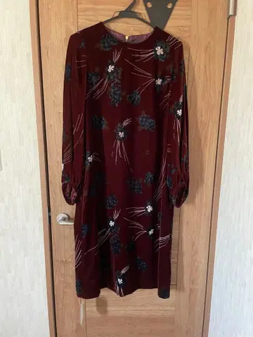 나노 유니버스 벨벳 벨로아 꽃무늬 원피스 와인 레드 택 포함