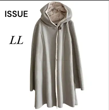 ISSUE 그레이 후드 부착 무스탕 코트 LL