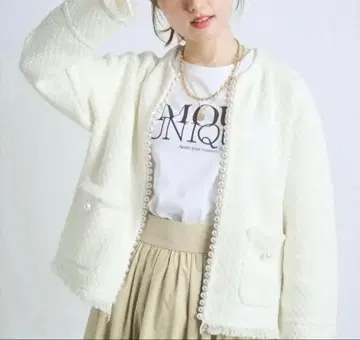 펄 디자인 니트 자켓