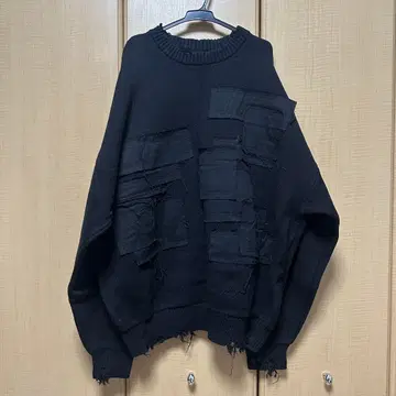 dankeschon 패치워크 블랙 니트 스웨터