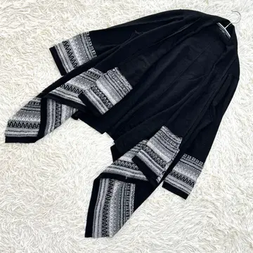 23구 블랙 기하학 패턴 긴팔 가디건 3XL 빅 사이즈 겉옷