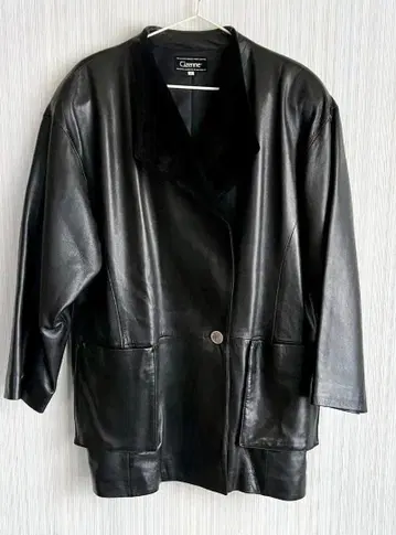 Cizenne 천연 가죽 코트 여성용 블랙 사이즈 L