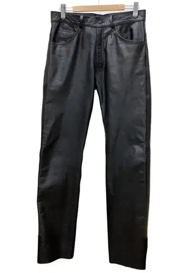 SPOON 소가죽 블랙 가죽 스트레이트 팬츠