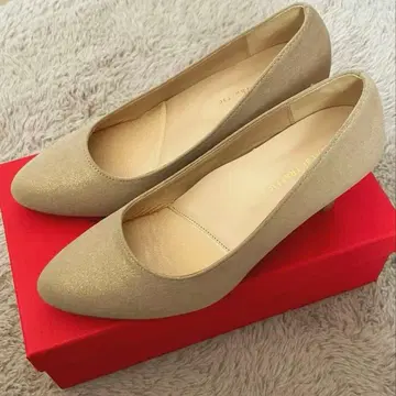 [ 새상품급 ] 베이지 골드 7cm 하이힐 라메