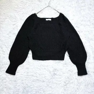 센스 오브 플레이스 스퀘어넥 니트 볼륨 소매 슬림 크롭