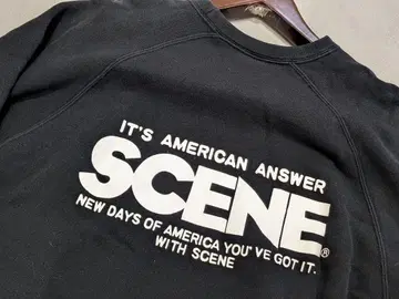 빈티지 SCENE 프린트 블랙 맨투맨