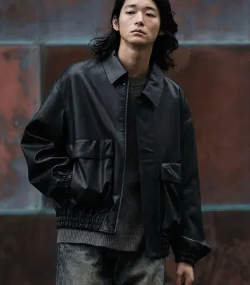 wym lidnm 가죽 블루종 인조 가죽 L 사이즈 블랙