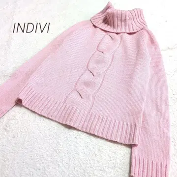 INDIVI 인디비 울 100% 터틀넥 케이블 니트
