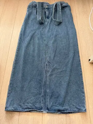 데님 점프 스커트 블루 서스펜더 포함