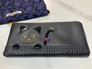 ANNA SUI 장지갑 인 더 바스켓 L자형 지퍼 지갑 고양이