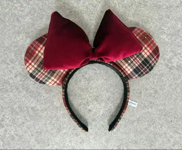디즈니 미니 머리띠 체크 빨간색