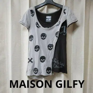 새상품급 MAISON GILFY 반팔 해골 비대칭 T셔츠
