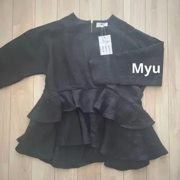 택 포함 새상품 Myu 블랙 프릴 튜닉 긴팔