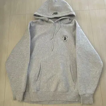 그레이 후드 부착 후드티 로고 자수