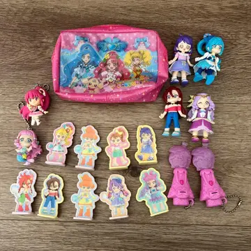 프리큐어 피규어 세트 빛나는 라이트 키링 포함 파우치