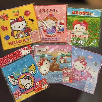 미사용 새상품! 지역 한정 헬로키티 핸드 타월 5개 & 복조리 6개 세트