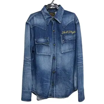 스컬 플라이트 긴팔 셔츠 데님 셔츠 38M 사이즈