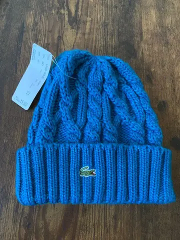 Lacoste 파랑 케이블 짜임 니트 비니