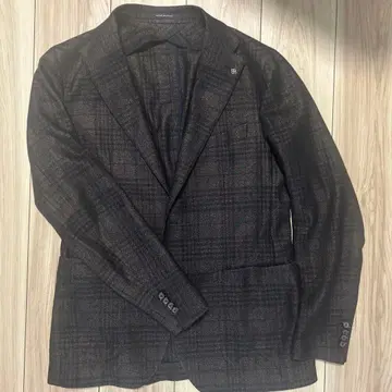 딸리아또레 다크 브라운 체크 무늬 테일러드 자켓