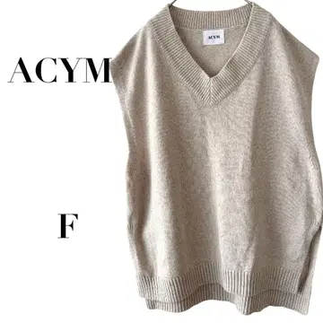 V넥 니트 베스트 그레이 베이지 프리