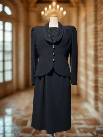 고급 예복 블랙 원피스 수트 레이스 옷깃 올 시즌