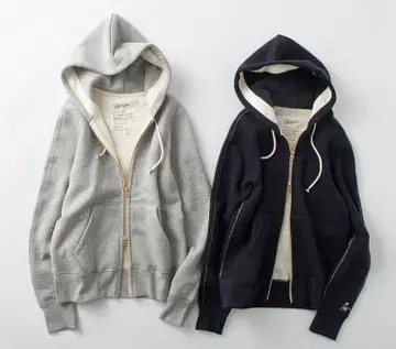 더블 지퍼 후드티 그레이 기모