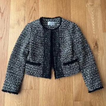 새상품급 M-PREMIER COUTURE 트위드 노카라 자켓