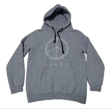 PEACE 로고 그레이 후드 부착 후드티