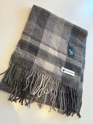 캐시미어 체크 무늬 머플러 그레이 계열