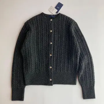 택 포함 미사용 쉽스 비쥬 울 케이블 니트 가디건 그레이