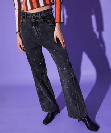 MAISON SPECIAL 큐빅 펄 데님