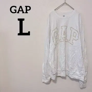 GAP [ L ] 화이트 로고 맨투맨 긴팔 트레이닝복 심플 무지
