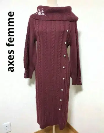 axes femme 엑시즈팜 꽃 자수 니트 원피스 보르도