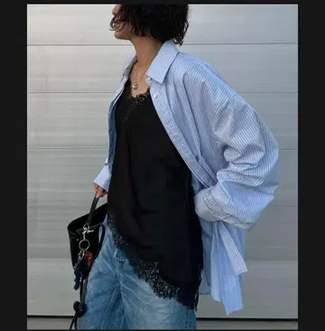 ok.soon+ 레이어드 스트라이프 오버사이즈 셔츠