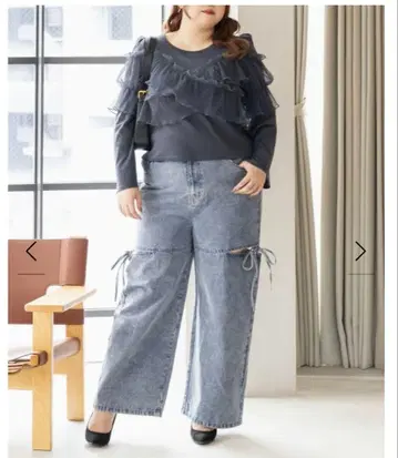 CLETTTE 크로스 튤 긴팔 리브 풀오버 3L 차콜 그레이