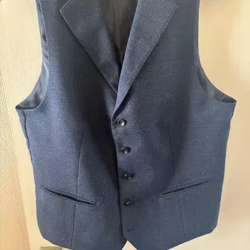 MORLES 네이비 계열 체크 무늬 베스트 M 사이즈