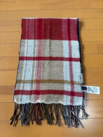 울 캐시미어 혼방 체크 무늬 머플러