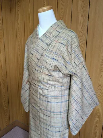 코몬 기모노 세련된 격자 무늬 기장 144cm