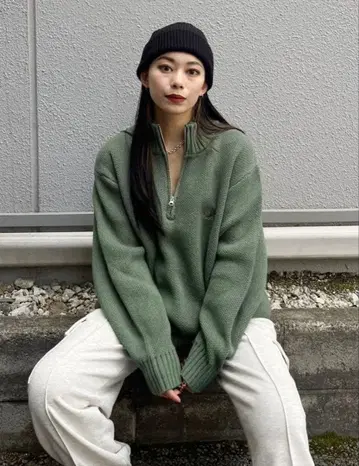 EVRIS SUNNY 하프 지퍼 니트탑